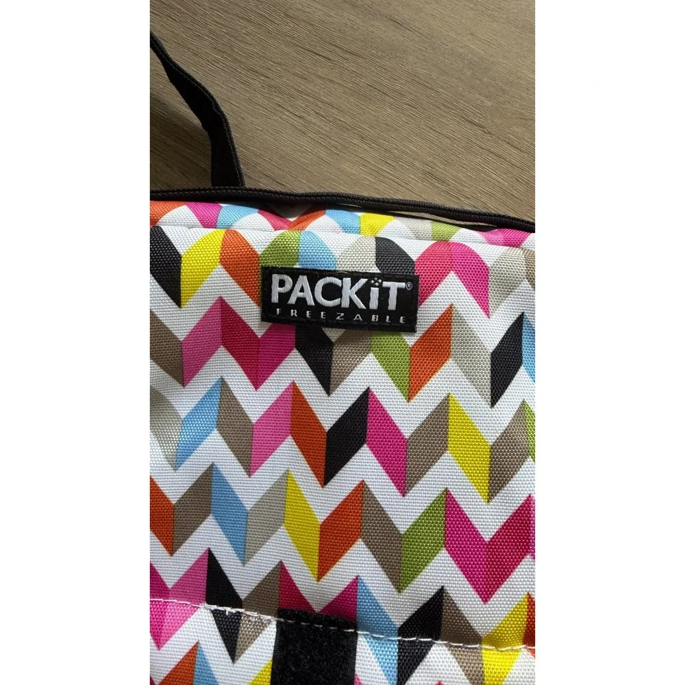 PackIt Freezable Lunch Bag French Bull Ziggy Chevron Multicolor Cooler Bag